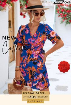 Printed Flounce Sleeve Tied Dress Tied Dress, Flounce Sleeve, Elevate Your Style, Your Style, Free Shipping