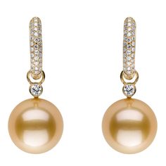 These 18 karat gold and diamond cuff earrings provide the perfect setting to showcase the world’s rarest pearls. As the name suggests, you can flip the Golden South Sea Pearl and its bezel diamond cap to show off radiant pavé diamonds or sleek yellow gold. With the ability to remove the pearls altogether, choose anothe Pearl Diamond Earrings, Rare Pearls, South Sea Pearls Earrings, Golden South Sea Pearls, Pearl And Diamond Earrings, Sea Pearl, Pearl Types, South Sea Pearls, Sea Pearls