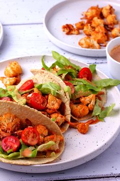 3 cauliflower tacos on a plate. Vegan Cauliflower Tacos, Roasted Cauliflower Tacos, Wraps Recipes, Cauliflower Tacos, Vegan Cauliflower, Homemade Tortillas