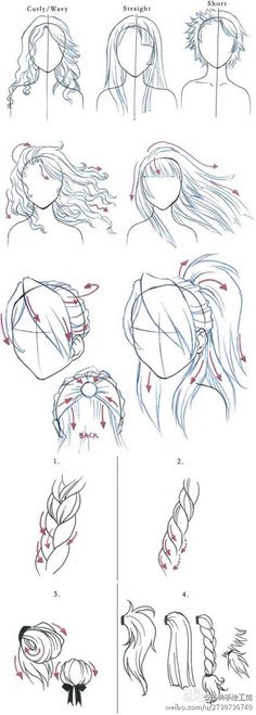 how to draw anime hair step by step