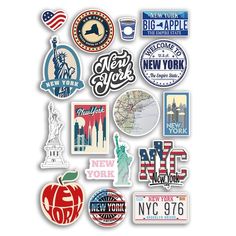 the new york city stickers are on display