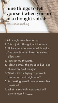 Thought Spiral, Things To Tell Yourself, A Thought, Self Care Activities, Coping Skills, Emotional Health, Positive Affirmations