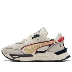 PUMA Shoes Sports Casual Shoes 'Cream Black Red' 386941-01 (SNKR/Retro/Unisex/Low Top) Beige Low-top Running Shoes With Rubber Sole, Sporty Cream Sneakers With Rubber Sole, Beige Leather Running Sneakers, Cream Sneakers With Rubber Sole For Sports, Beige Sports Sneakers With Rubber Sole, Sporty Cream Running Shoes With Rubber Sole, Beige Low-top Sneakers With Boost Midsole, Cream Sporty Running Shoes With Rubber Sole, Beige Mid-top Sneakers With Laces