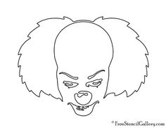 a drawing of a clown's face in black and white