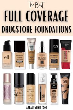 Best Full Coverage Drugstore Foundations Drugstore Makeup Oily Skin, Best Full Coverage Makeup, Best Drugstore Foundation 2023, Best Foundation For Dry Skin Full Coverage, Best Affordable Foundation, Best Foundations For Oily Skin, Best Makeup Products Drugstore, Best Drugstore Foundation Full Coverage, Full Coverage Foundation For Dry Skin