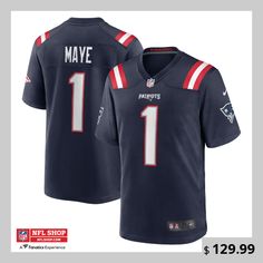 Represent your favorite team and player by grabbing this Drake Maye Team 2024 NFL Draft First Round Pick Player Game Jersey from Nike. Complete with the New England Patriots trademark colors and graphics you love, this jersey is the best way to show support for the New England Patriots for seasons to come! Nike Team Spirit Jersey For Sports Events, Nike Football Season Sports Jersey, Nike Jersey With Team Name For Fans, Nike Sports Season Jersey For Fans, Nike Sports Fan Jersey, Nike Sports Jersey For Sports Season, Nike Football Season Jersey With Team Logo, Nike Football Season Jersey, Nike Sporty Jersey For Game Day