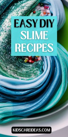 An image of various DIY slime recipes with colorful and glittery slime perfect for kids. Flour Slime, Recipes Step By Step, Slime Ingredients, Diy Slime Recipe