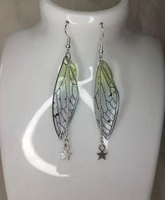 Metals Type: Zinc alloy Material: Resin Green Fairy Wings, Earrings Fairycore, Cottage Forest, Fairy Wing Earrings, Cottagecore Earrings, Cottagecore Jewelry, Core Cottage, Fairycore Fairy, Green Fairy