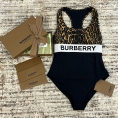 Brand New Comes With Box/Tags/Receipt Never Worn Or Tried On . Size Small Leopard Print Color :Black,White,Dark Mustard 100 % Authentic Purchased From The Burberry Website Retail $490 Plus Tax Item Is Limited And It’s Now Sold Out On The Burberry Website *******Open For Reasonable Offer******** Luxury Fitted Black Swimwear, Burberry Swimsuit, Burberry Swim, Baking Measurements, Body Workout At Home, Burberry Black, Body Workout, Womens Swim, Black And Brown