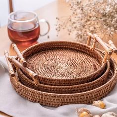 Accessories Round Rattan Tray with Handles - Living Simply House Restaurant Counter, Rattan Tray, Cake Platter, Tray Styling, Wicker Tray, Fruit Tray, Round Tray, Wood Tray, Fruit Cake