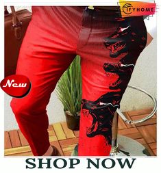 Men's Chinos Trousers Jogger Pants Wolf Full Length Casual Daily Trousers Smart Casual Blue Red Fitted Red Dress Pants With Tapered Leg, Slim Fit Red Cotton Bottoms, Red Fitted Casual Dress Pants, Casual Red Straight Leg Dress Pants, Casual Fitted Red Dress Pants, Casual Red Fitted Dress Pants, Red Slim Fit Cotton Bottoms, Red Fitted Cotton Pants, Fitted Red Cotton Pants