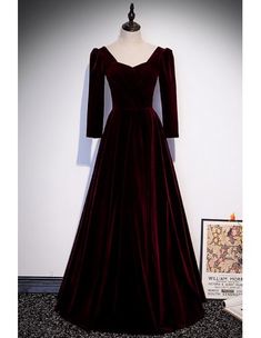 10% off now! Shop long sleeved velvet formal dress online. Sheprom offers formal, party, casual & more style dresses to fit your special occasions. Cheap Elegant Burgundy Jewelry, Formal Dress With Sleeves, Long Sleeve Prom Dress, Velvet Formal Dress, Dresses Elegant Long, Sleeve Prom Dress, Prom Dress Burgundy, Whimsical Dress, Formal Dresses With Sleeves