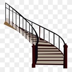 a set of stairs with railings and handrails, on a white background