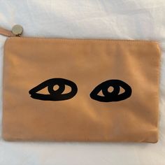 Clare V Clutch In Nude Leather With Eyes. This Style And Design Is Hard To Find!!! See Photos For Condition Please Leather Clutch With Removable Pouch For Errands, Designer Everyday Pouch Clutch, Chic Clutch Pouch For Errands, Modern Clutch With Removable Pouch For Errands, Leather Pouch For Errands, Chic Leather Clutch For Errands, Chic Leather Pouch With Zipper, Designer Soft Leather Pouch Clutch, Leather Clutch Pouch With Dust Bag