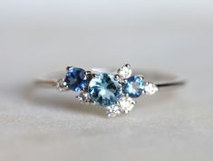 Aquamarine Cluster Engagement Ring, Sapphire and Diamond Cluster Ring, Elegant Aquamarine Engagement Ring With Sparkling Diamonds - Etsy Sapphire Aquamarine Ring, White Gold Cluster Engagement Ring, Cluster Stone Ring, Aquamarine Cluster Ring, Aquamarine And Sapphire Ring, Asymmetric Ring, Asymmetrical Engagement Ring, Cluster Wedding Band, Engagement Ring Aquamarine