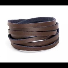 Brown Multi Layer Leather Bracelet Trendy Brown Leather Bracelet, Casual Brown Wrap Bracelet For Everyday, Trendy Adjustable Brown Leather Bracelet, Leather Wrist Cuff, Louis Vuitton Bracelet, Pearl Bangle Bracelet, Pearl Cuff Bracelet, Pearl Cuff, Artisan Bracelets