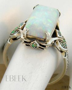 Ebeek - Exquisite 1-Piece Square Gemstone Vintage Ring Antique White Multi-stone Jewelry, Elegant Adjustable Green Opal Ring, Elegant Handmade Green Opal Ring, Handmade Elegant Green Opal Ring, Double Layer Necklace, Rosé Details, Heart Shaped Rings, Vintage Material, Rhinestone Ring