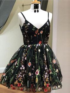 Floral Homecoming Dresses, Black Prom Dress Short, Sweetheart Homecoming Dress, Homecoming Dress Short, Mini Prom Dresses, Mini Homecoming Dresses, Black Homecoming Dress, Cheap Homecoming Dresses, Tulle Homecoming Dress