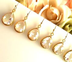 Crystal Earrings Clear Earrings Gold Wedding by LaLaCrystal Gold Dangle Teardrop Earrings For Bridesmaid Gift, Gold Drop Earrings For Bridesmaid Gift, Gold Dangle Earrings For Bridesmaid Gift, Gold Crystal Earrings For Bridesmaid Gift, Gold Teardrop Earrings For Bridesmaids, Gold Bridal Earrings For Bridesmaid Gift, Gold Dangle Bridal Earrings For Bridesmaid, Gold Drop Earrings For Bridesmaids, Gold Dangle Earrings For Bridesmaids