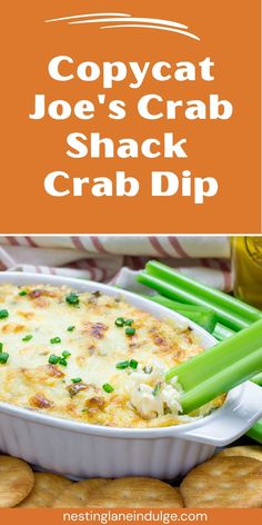 copycat joe's crab shack crab dip with celery sticks and crackers