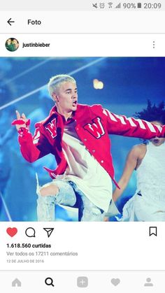 an instagram page with a man in red jacket and white pants