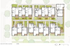 the plans for an apartment complex are shown in this drawing, which shows several different levels of