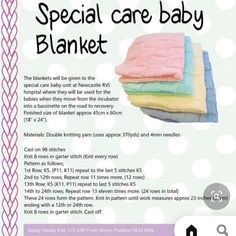 an advertisement for a baby blanket with the words special care baby blanket written on it