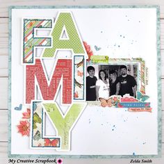 a scrapbook page with an image of two people and the word famy on it