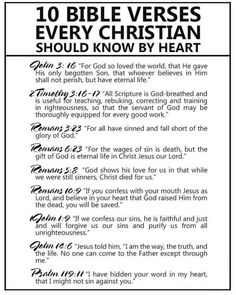 the ten bible verses every christian should know by heart, written in black and white