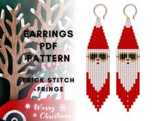 the earrings are made out of plastic beads and have santa's face on them