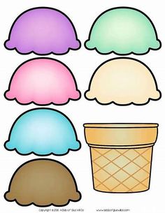 ice cream clip art for kids to color and cut into the shape of an ice cream cone