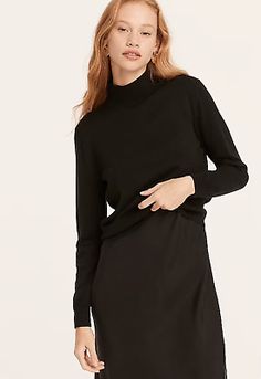 Premium Quality NWT J.Crew $89.50 Women's Mockneck silk-blend sweater with ribbed trim, Sz M, Women's Sweaters Women's Sweaters, Cool Sweaters, Fitted Sweater, Denim Mini Skirt, Jacket Style, Mock Neck, Sweater Outfits, J Crew, High Neck Dress