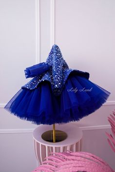 Blue Princess Gown For Party, Blue Princess Style Party Gown, Princess Style Blue Gown For Party, Fitted Blue Ball Gown Pageant Dress, Royal Blue Princess Dress For Party, Royal Blue Princess Party Dress, Elegant Royal Blue Tulle Ball Gown, Elegant Blue Tutu Dress For Wedding, Blue Ball Gown For Pageant