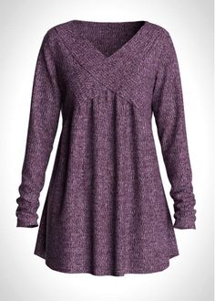 Color:Purple;Size:S;Size:M;Size:L;Size:XL;Size:XXL;Washing Instructions:Hand Wash /Machine Washable;Season:Autumn;Occasion:Staycation;Color Scheme:Purple;Sleeve&apos;s Length:Long Sleeve;Pattern Type:Solid;Neckline:V Neck;Clothing&apos;s Length:Regular;Package Contents:1 X T Shirt;Composition:95% Polyester, 5% Spandex;Clothing Length:83.00;Style:Casual; Stylish Tops For Women, Trendy Tops For Women, Purple Outfits, Trendy Fashion Tops, Purple T Shirts, Long Sleeve Tunic, Sleeves Pattern, Trendy Tops, Fashion Tops