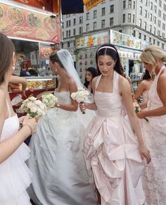 the brides are getting ready to go into their wedding ceremony in new york city