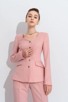 Dusty Rose Suit, 3d Draping, Mean Blvd, Hourglass Silhouette, Jackets Women, Uniform Fashion, Fashion Inspiration Design, Mass Production, Coat Design