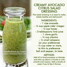 the recipe for creamy avocado citrus salad dressing