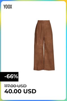 plain weave, darts, solid color, high waisted, flared cut, regular fit, zipper closure, button closing, multipockets, stained effect , Color: Brown , Size: S Women Pants Casual, Plain Weave, Sustainable Fashion, Clothing And Shoes, New Fashion, Casual Pants, Khaki Pants, Pajama Pants, Bag Accessories