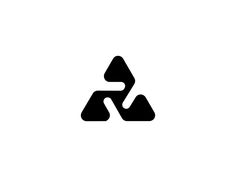 a black and white logo with an arrow