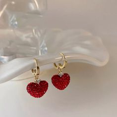 Style: 1 Red Heart Pendant, American Party, Cheap Earrings, Earring Trends, Heart Pendant Gold, Party Earrings, Button Earrings, Jewelry Luxury, Fashion Jewelry Earrings