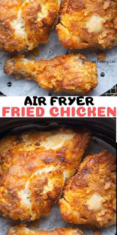 air fryer fried chicken in the process of being cooked and then put into an air fryer