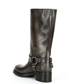 Steve Madden Brocks Distressed Leather Tall Moto Boots | Dillard's Leather Moto Mid-calf Boots For Fall, Distressed Leather Moto Boots, Rugged Moto Boots With Rivets For Fall, Edgy Leather Moto Boots With Zipper, Rugged Distressed Leather Moto Boots, Rugged Moto Boots With Zipper For Fall, Leather Moto Boots With Zipper And Wide Calf, Edgy Leather Moto Boots With Zipper Closure, Rugged Leather Moto Boots With Wide Calf