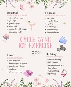 Follow us for all things hormone health!💖 #hormonebalancing #hormonehealth Workout Plan That Supports Hormones, Cycle Syncing Printable, Exercise Menstrual Cycle, Workout Cycle Syncing, Cycle Awareness, Cycle Health, Power Vinyasa Yoga, Period Symptoms