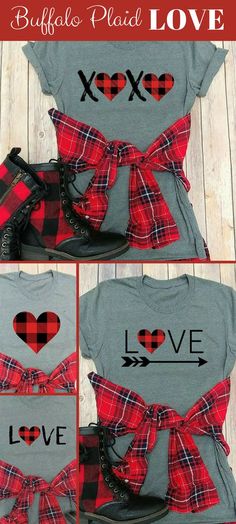 this is an easy to make buffalo plaid love t - shirt