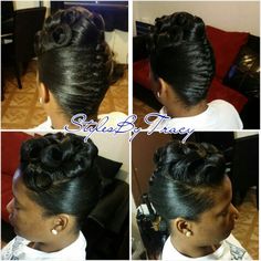 Updo Black Updo Hairstyles Relaxed, French Roll Hairstyle For Black Women, French Rolls, Wigs Hairstyles, Asymmetrical Bob Haircuts, Flat Twist Updo, French Roll