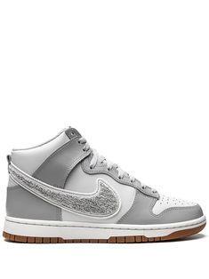 Dunk High, Swoosh Logo, Retro Sneakers, Sneakers Grey, Ankle Length, Patch Logo