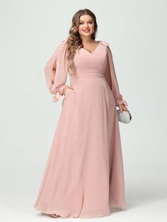 Lavetir sells a large selection of 2025 plus size bridesmaid dresses and wedding party dresses online. Our style creates a graceful and balanced silhouette that's perfect for plus sizes. Ideal for plus-size figures who want to accentuate their curves. Here is the dress detail: Fabric: Chiffon; Silhouette: A-Line/Princess; Neckline: V-Neck; Hemline/Train: Floor-Length; Embellishment: Pockets; Knot Bow; Split Side; Sleeve: Long Sleeves; Waist: Natural; Back Style: Zipper; Built-In Bra: Yes; Season Wisteria Bridesmaid Dresses, Plus Size Bridesmaid Dresses, Chic Bridesmaid Dresses, Sage Bridesmaid Dresses, Bridesmaid Dresses With Sleeves, Dusty Blue Bridesmaid Dresses, Plus Size Bride, Knot Bow, Dresses With Pockets