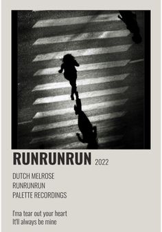 a poster with the words runrunn on it and an image of a person walking across