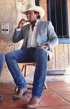 Cowboy With Blazer Men, Classy Country Outfits Men, Tan Cowboy Hat Outfit Men, Cowboy Boots Wedding Guest Men, Southern Clothes Men, Slacks With Cowboy Boots Mens, Cowboy Semi Formal Outfit Men, Mens Outfits Southern