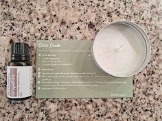 the contents of an essential oil are displayed on a marble counter top with a label